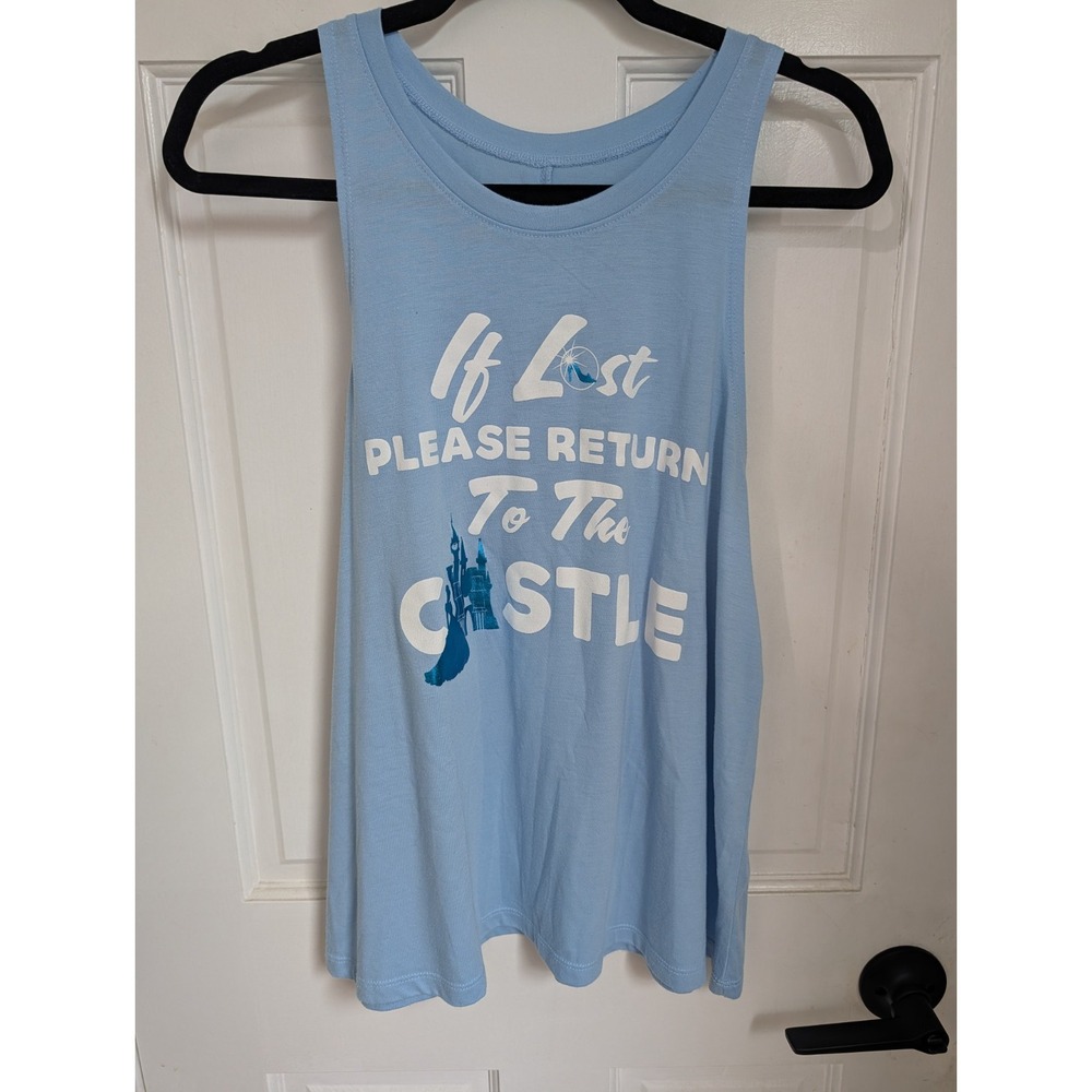 Disney Princess Tank Top Cinderella Blue Size XL (15/17) Cute Castle